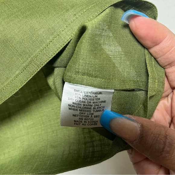 Green Fine Linen Women's top - Picture 5 of 8
